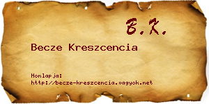Becze Kreszcencia névjegykártya